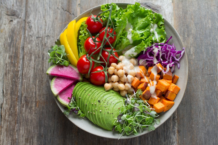 Colourful salad and wholegrain dish