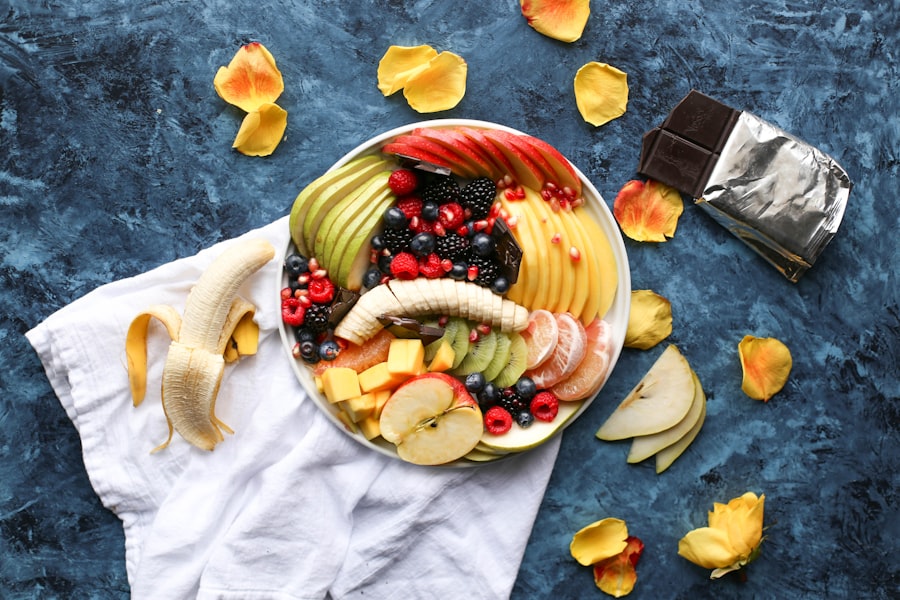Breakfast with oats, fruit and seeds