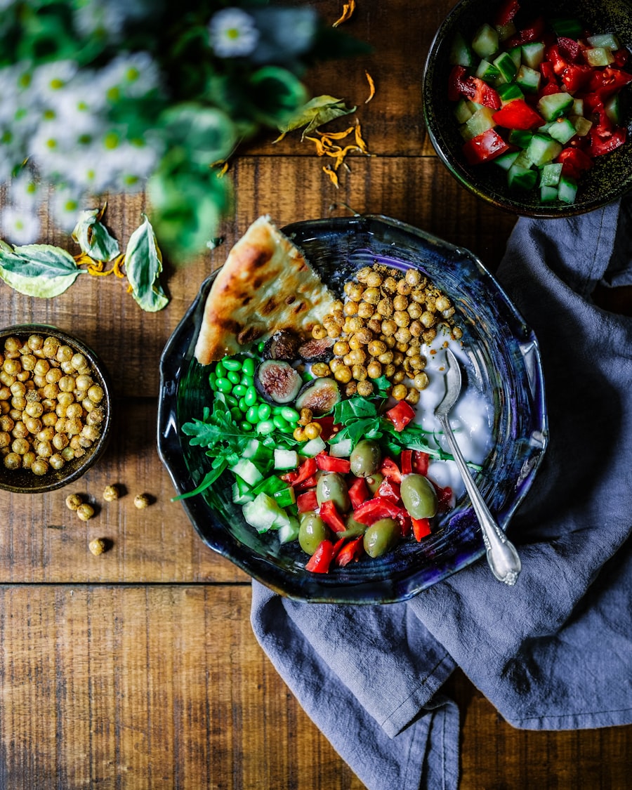 Light vegetable plate with greens